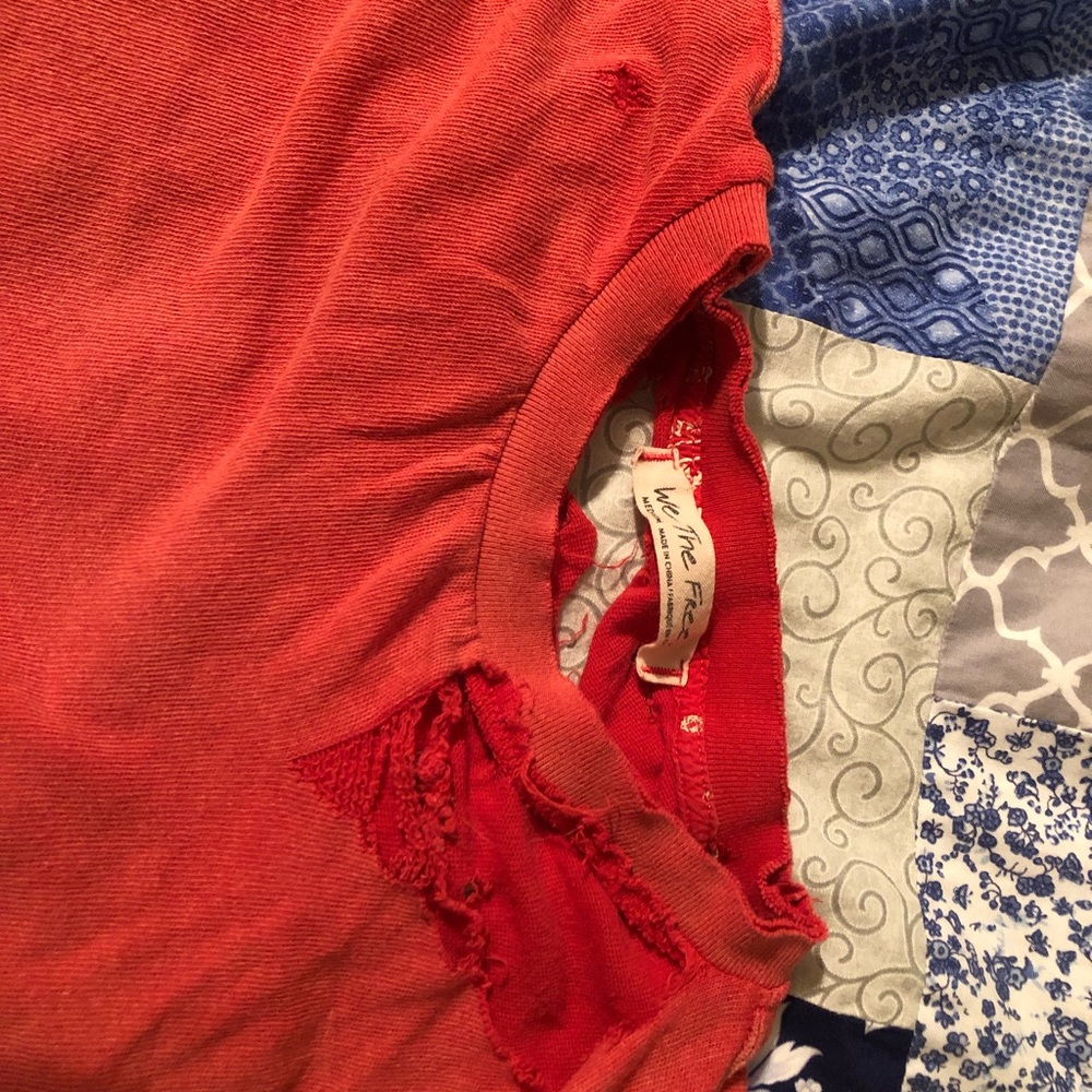 We the free ripped ombré red T-shirt